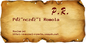 Pánczél Romola névjegykártya